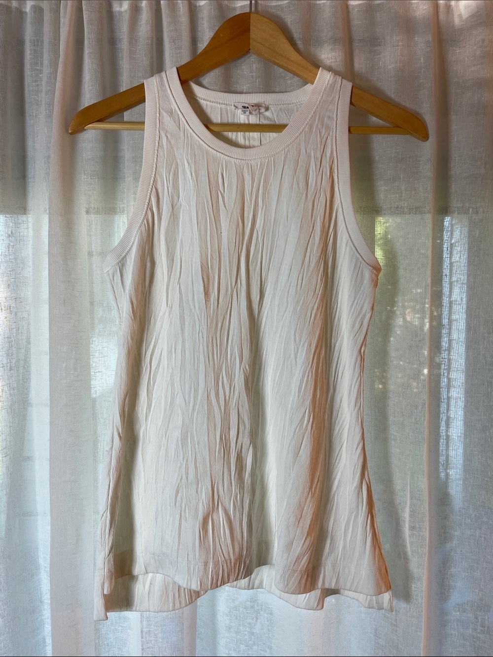 Helmut Lang Cream Ribbed Tank Top